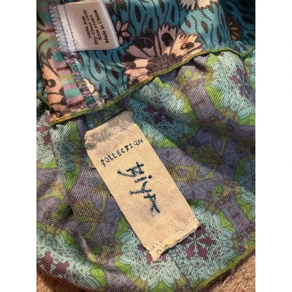 Johnny Was Biya | Silk Midi Tiered Patchwork Skirt Sz M - Picture 3 of 8